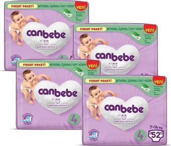 Canbebe Bebek Bezi Fırsat Paketi 4 Beden Maxi (7-14 Kg) 52 li x 4 Adet