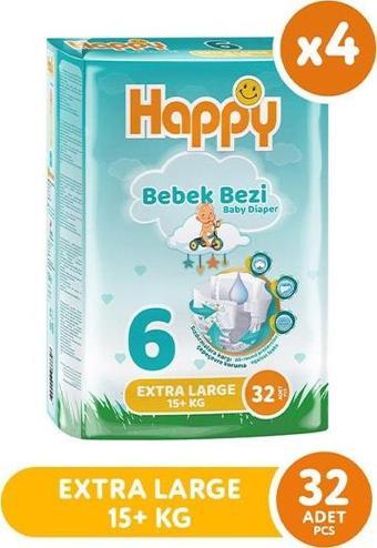 Happy Bebek Bezi Extra Large 6 No 32 li x 4 Adet