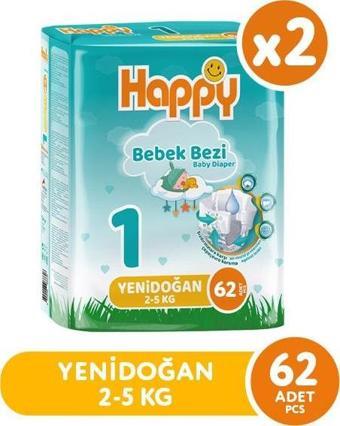 Happy Bebek Bezi Yenidoğan 1 No 62 li x 2 Adet