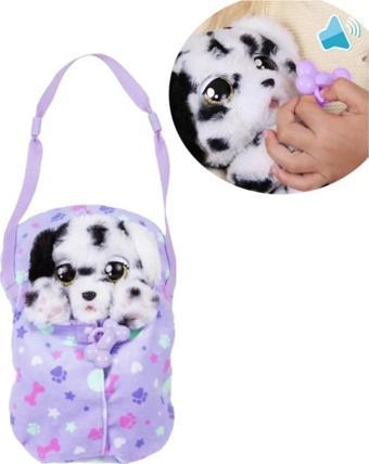 Giochi Preziosi Baby Paws Sesli Yavru Köpek Peluş 20 cm BAW00000 DALMAÇYALI MOR ÇANTA