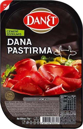 Danet Dana Pastırma Çemeni Sıyrılmış Dilimli 70g