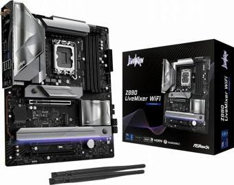 ASRock Z890 Livemixer WiFi 7 DDR5 9466mhz (OC) PCIe 5.0 M.2 1851p ATX Anakart