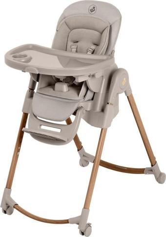Maxi-Cosi Minla Plus 6'sı Bir Arada Ahşap Görünümlü 4 Tekerlekli Mama Sandalyesi Beige