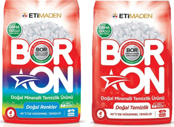 Boron Toz Çamaşır Deterjanı Renkliler ve Beyazlar İçin 4 kg x 2 Adet