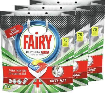 Fairy Platinum Plus Bulaşık Makinesi Tableti 75 li x 3 Adet