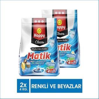 Happy Clean Toz Çamaşır Deterjanı Renkli ve Beyazlar 4 kg x 2 Adet