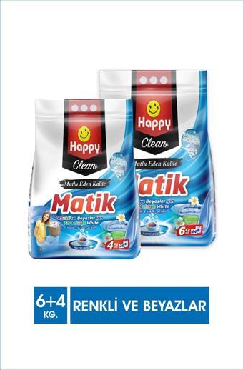 Happy Clean Toz Çamaşır Deterjanı Renkli ve Beyazlar için 6 kg + 4 kg