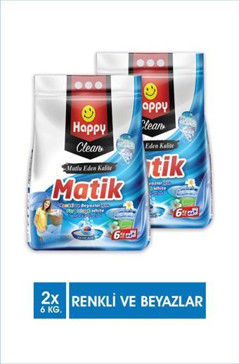 Happy Clean Toz Çamaşır Deterjanı Renkli veBeyazlar İçin 6 kg x 2 Adet