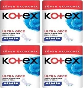 Kotex Ultra Quadro Süper Eko Gece 16 lı x 4 Adet