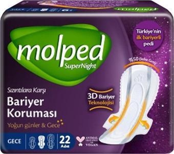 Molped Supernıght Süper Gece Hijyenik Ped 22 li