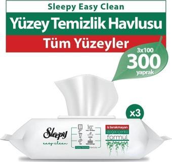 Sleepy Easy Clean Yüzey Temizlik Havlusu 100 Yaprak x 3 Adet