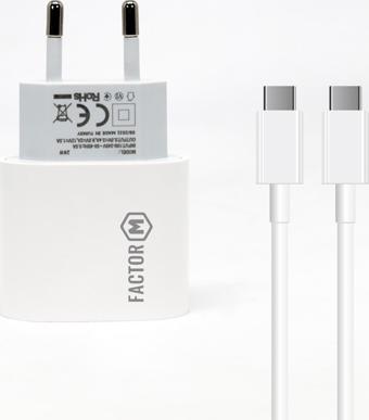 Factor-M Factor M Pd20W Quick Charger 20W­ Type-C To Type-C 3M Kablolu Şarj Set Beyaz