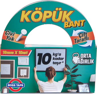 BOSS TAPE 2688 ÇİFT TARAFLI KÖPÜK BANT 18mmx10m (ORTA AĞIRLIK 10kg)