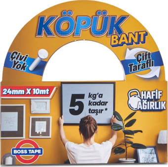 BOSS TAPE 2732 ÇİFT TARAFLI KÖPÜK BANT 24mmx10m (HAFİF AĞIRLIK 5kg)