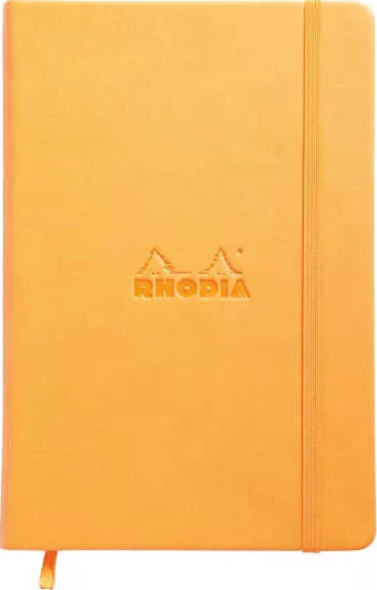 Rhodia Boutique Webnotebook Italyan Deri Çizgisiz Defter (Yandan) Turuncu Sert Kapak