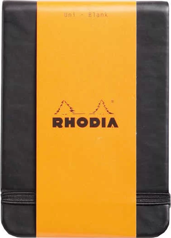 Rhodia Boutique Webnotebook Italyan Deri Kısa Kenarlı Ciltli(Üstten) Çizgili Defter Siyah Sert Kapak