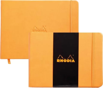 Rhodia Boutique Webnotebook Italyan Deri Kısa Kenarlı Ciltli(Yandan) Çizgisiz Defter Turuncu Sert Kapak