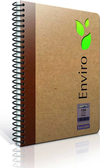 Gıpta Enviro Spiralli Kraft Sert Kapak Defter 17 x 24 100 Yaprak Kareli