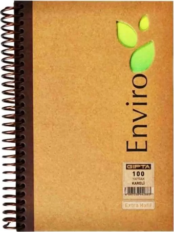 Gıpta Enviro Spiralli Kraft Sert Kapak Kareli Defter A4 100 Yaprak