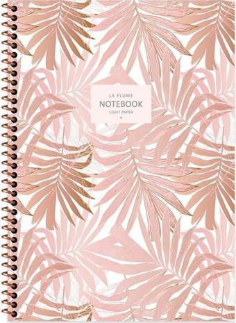 Keskin 16,5x22,5 Spiralli La Plume Leaves Karton Kapak 80 Yaprak Kareli Defter 385242-99