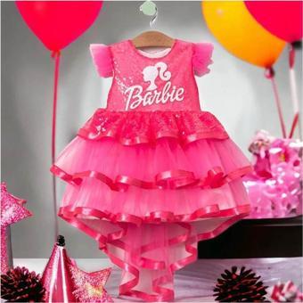 Barbie Baskılı  Kız Elbise 1/4 yaş