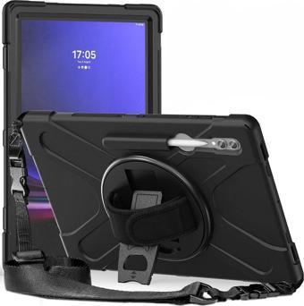 Samsung Galaxy Tab S10 Plus 12.4 Kılıf Yatay ve Dikey Standlı Askılı Military Amazing Defender Zırh Özellikli Kılıf