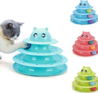 EveFix Tower Of Tracks Eğlenceli Üç Katlı Kedi Oyuncağı Seti Kedi Oyunu