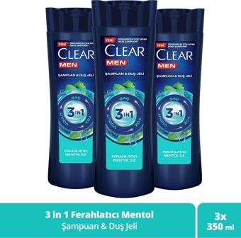 Clear Men Şampuan ve Duş Jeli Cool 350 ml x 3 Adet
