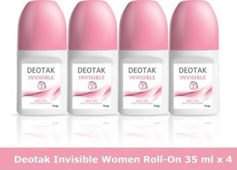 Deotak İnvisible Roll-On Deodorant 35 ml x 4 Adet