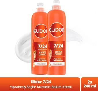 Elidor 7/24 Kurtarıcı Saç Bakım Kremi Anında Yıpranmış Saçlar 240 ml x 2 Adet