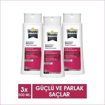 Happy Premium Güçlü Parlak Saçlar Klasik Bakım Şampuanı 500ml x 3 Adet