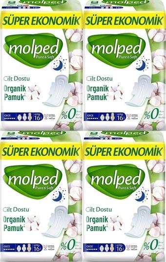 Molped Pure & Soft Gece Süper Ekonomik Ped 16 lı x 4 Adet