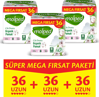 Molped Pure Soft Mega Fırsat Uzun Ultra 36 lı x 3 Adet