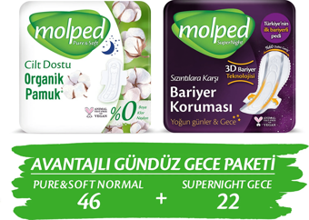 Molped Pure Soft Normal 46 lı Supernıght 22 li Gece&Gündüz Paketi 