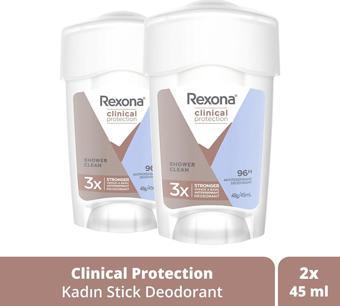 Rexona Clinical Protection Kadın Stick Deodorant Shower 45 ml x 2 Adet