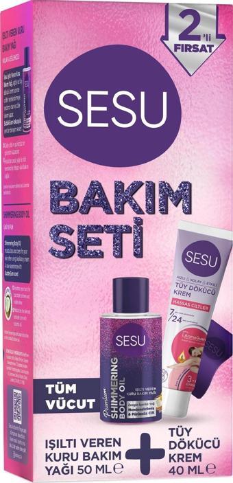 Sesu Tüy Dökücü Krem & Kuru Bakım Yağı Premium Bakım Seti