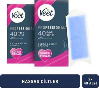 Veet Professional Hassas Ciltler İçin Ağda Bandı 40 lı x 2 Adet