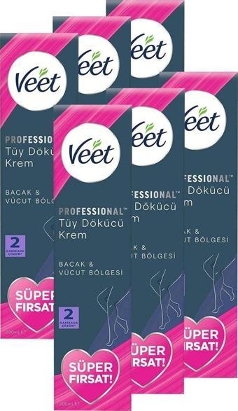 Veet Professional Promo Tüm Ciltler Tüy Dökücü Krem 200 ml x 6 Adet