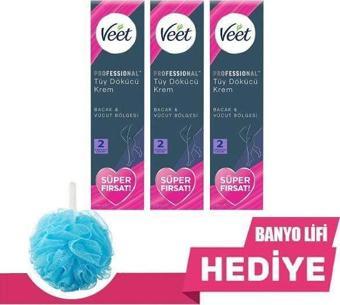 Veet Professional Tüm Ciltler Tüy Dökücü Krem 200ml x 3 Adet(Hediyeli)