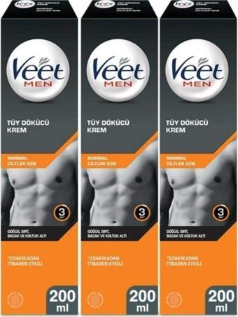 Veet Men Erkeklere Özel Tüy Dökücü Krem 200 ml x 3 Adet