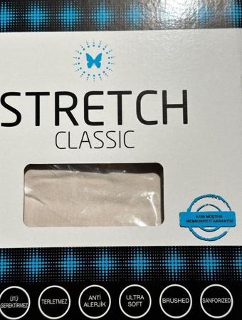 Stretch Battal Boy (King Size) Lastikli Çarşaf Bej