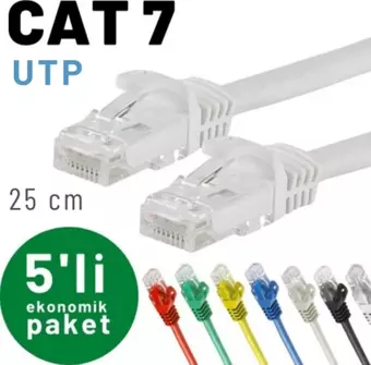 IRENIS 5 adet 25 cm CAT7 Kablo Ethernet Network İnternet LAN Kablosu 