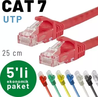 IRENIS 5 adet 25 cm CAT7 Kablo Ethernet Network İnternet LAN Kablosu 