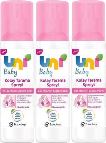 Uni Baby Zor Taranan Saçlara Özel Kolay Saç Tarama Spreyi 200 Ml X 3 Adet