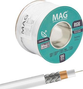 MAG RG6/U6 1.00 MM 64*0.12 TEL CCS MAKARALI YERLİ ÜRETİM ANTEN KABLOSU  (100 METRE)