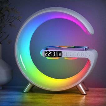 15W Kablosuz Şarj Standlı Bluetooth Hoparlör Rgb Gece Lambası Beyaz