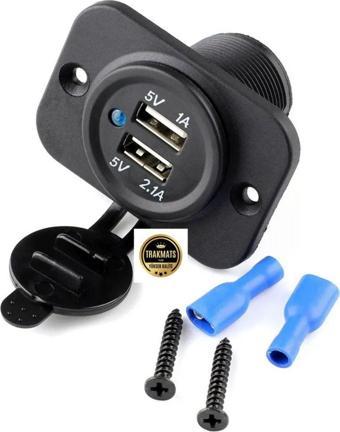 Tarkmats Peugeot Bipper 2008 - 2024 Üniversal Oto Marine Çakmak Soketi Çift Usb Girişi Yat, Karavan,Oto