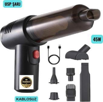 Tarkmats Isuzu Nnr Usb Kablosuz Emiş Ve Üflemeli Şarjlı Oto El Süpürgesi Siyah