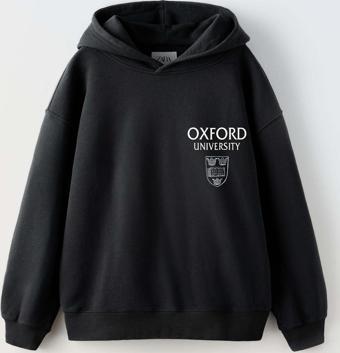 ERKEK ÇOCUK OXFORD MODELLİ KOL MANŞETLİ PAMUK KAPŞONLU SWEAT