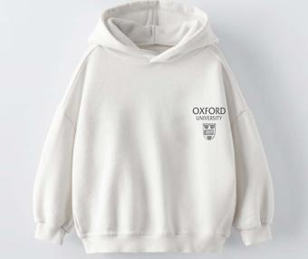 ERKEK ÇOCUK OXFORD MODELLİ KOL MANŞETLİ PAMUK KAPŞONLU SWEAT